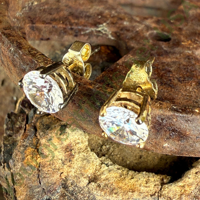 Vintage Sterling Silver Cubic Zirconia Pierced Post Earrings pendant