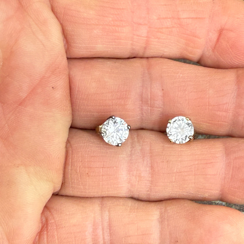 Vintage Sterling Silver Cubic Zirconia Pierced Post Earrings pendant