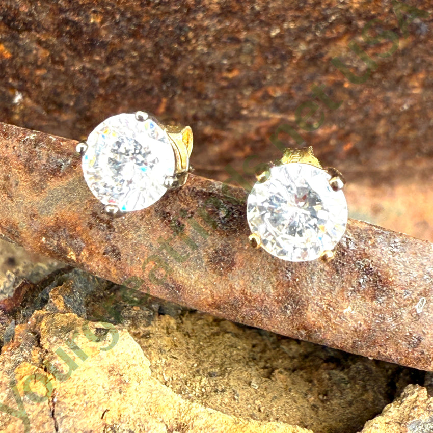 Vintage Sterling Silver Cubic Zirconia Pierced Post Earrings pendant