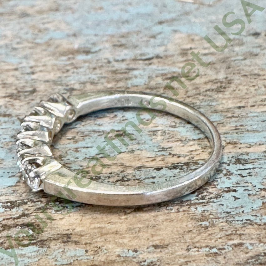 Vintage Sterling Silver Cubic Zirconia Row Ring Size 7
