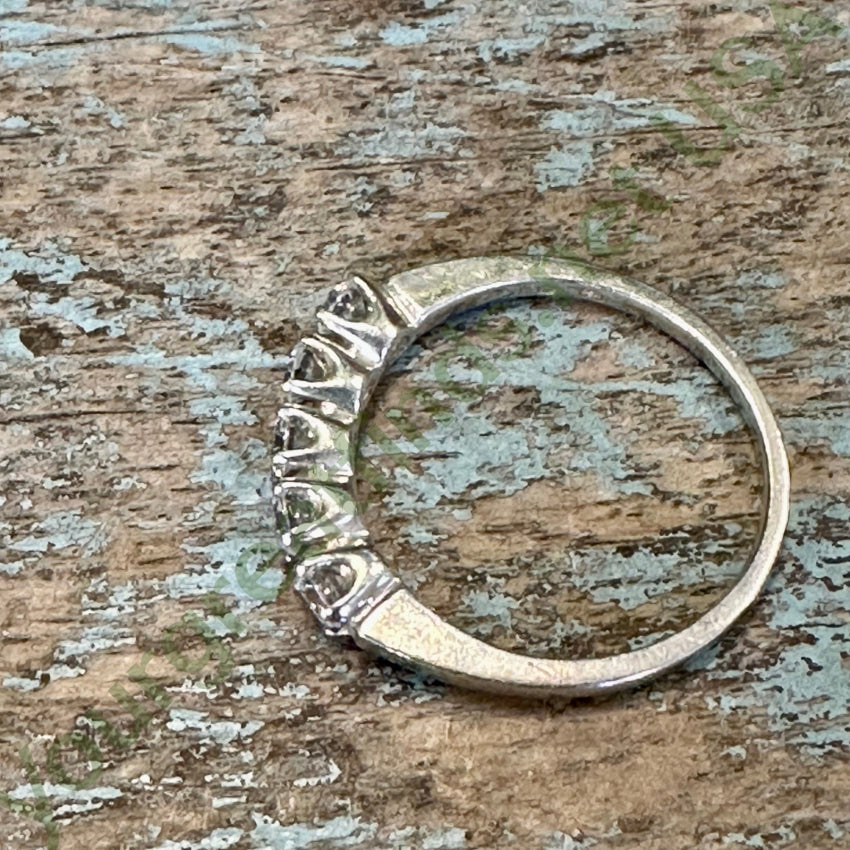 Vintage Sterling Silver Cubic Zirconia Row Ring Size 7