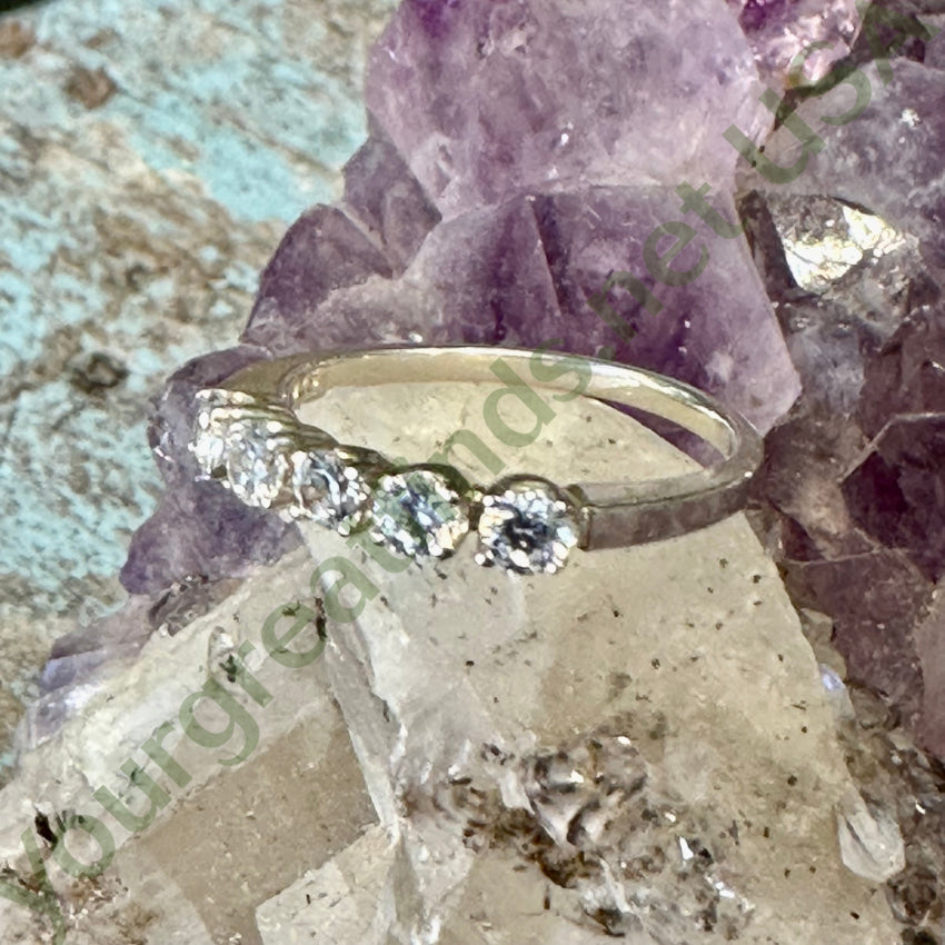 Vintage Sterling Silver Cubic Zirconia Row Ring Size 7