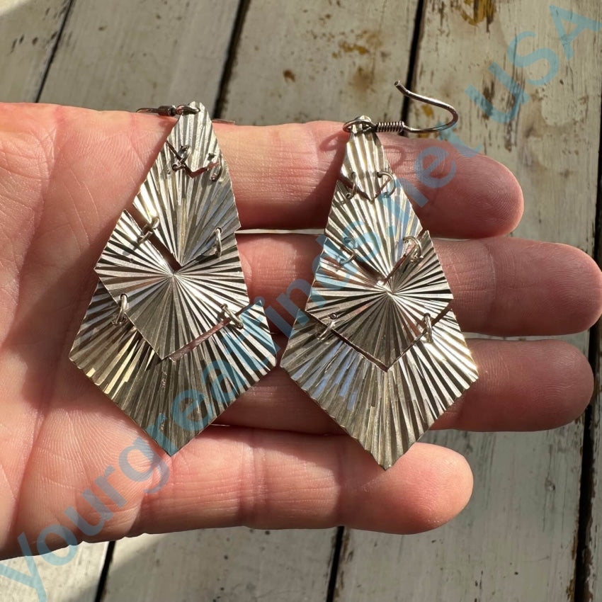 Vintage Sterling Silver Dazzler Earrings Mexico