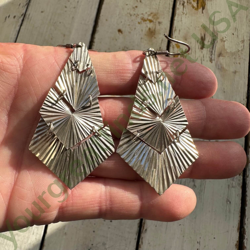 Vintage Sterling Silver Dazzler Earrings Mexico
