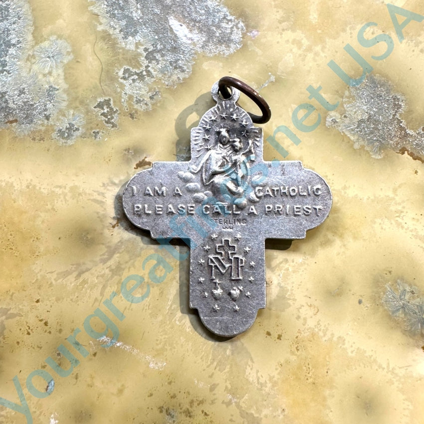 Vintage sterling silver cross on sale charm