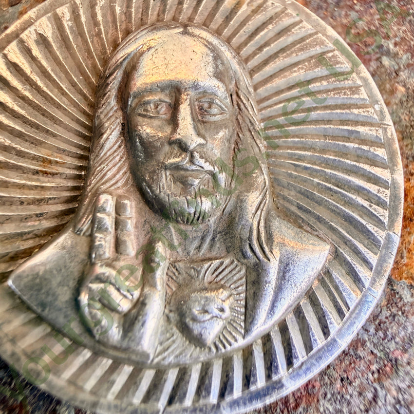 Vintage Sterling Silver Devotional Pendant Jesus Our Lady of Guadalupe pendant