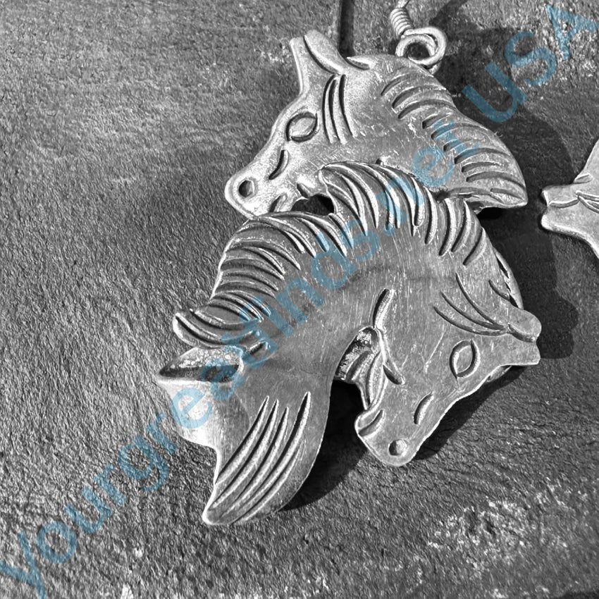 Vintage Sterling Silver Double Horse Pierced Earrings