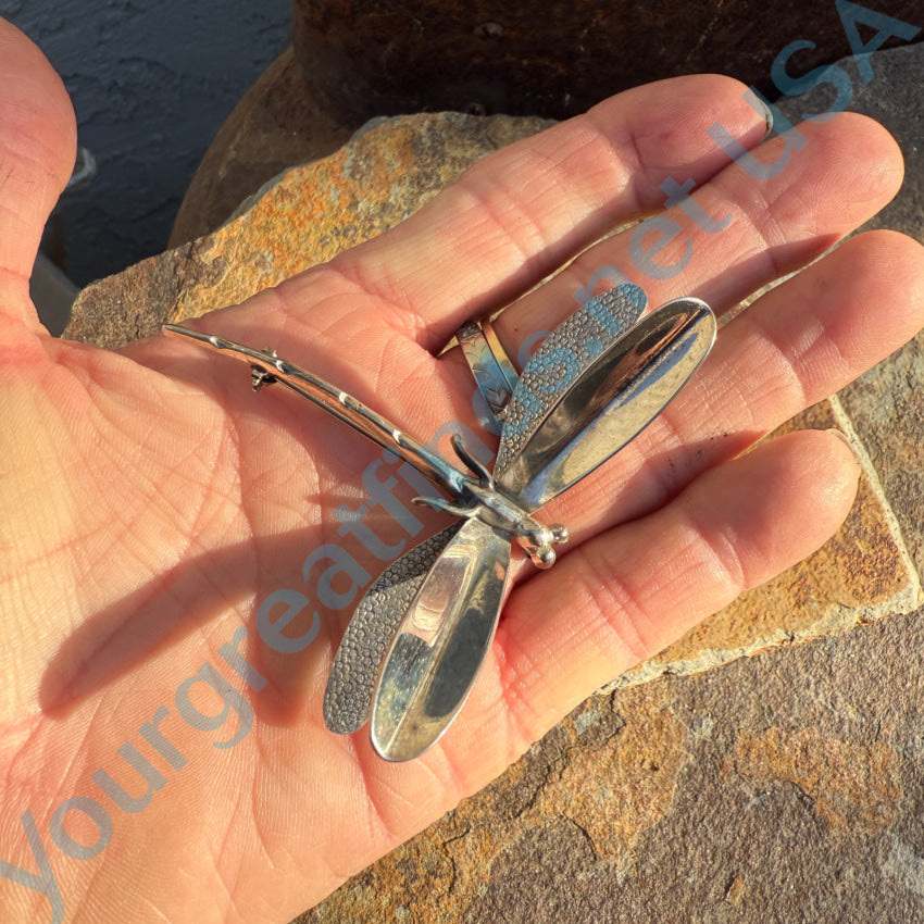 Midcentury Modern Taxco Silver 925 Silver Dragonfly discount Brooch