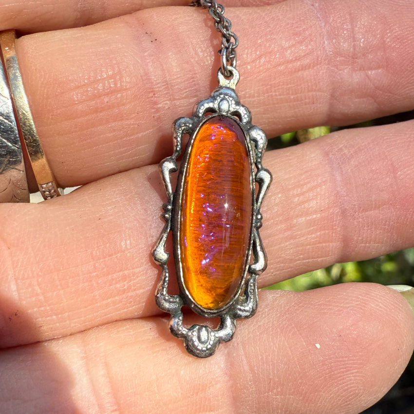 Vintage Sterling Silver Dragon’s Breath Necklace necklace