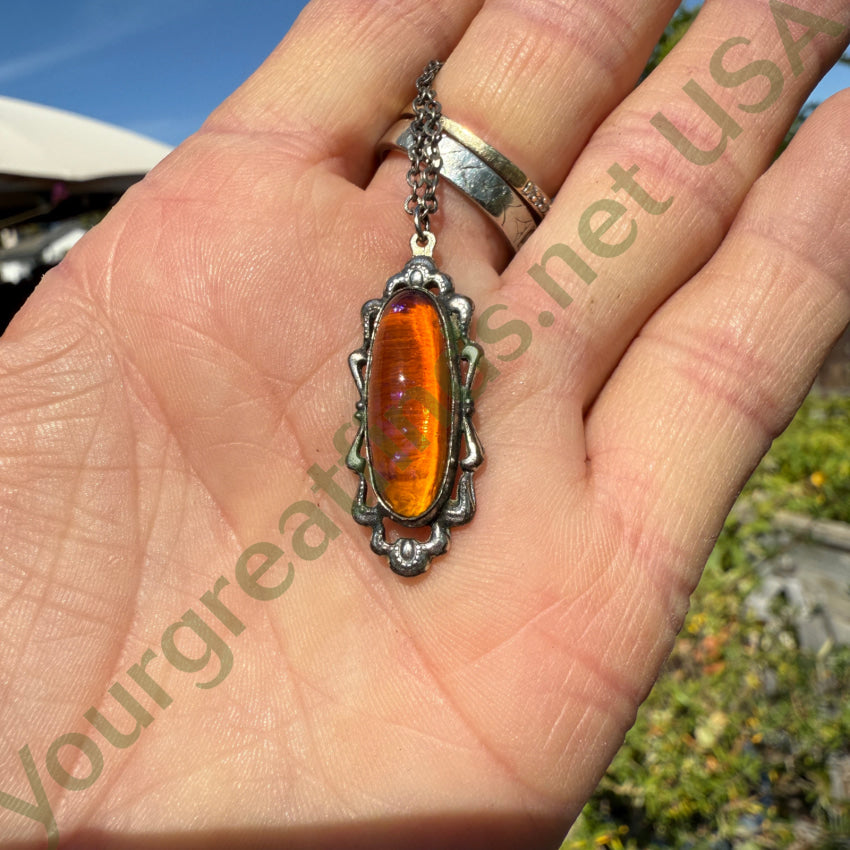 Vintage Sterling Silver Dragon’s Breath Necklace necklace