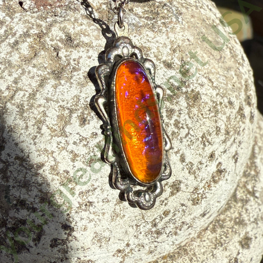 Vintage Sterling Silver Dragon’s Breath Necklace necklace