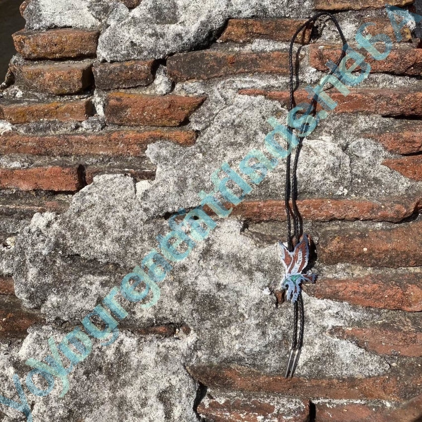 Vintage Sterling Silver Eagle in Flight Bolo TIe with Mosaic Inlay Yourgreatfinds