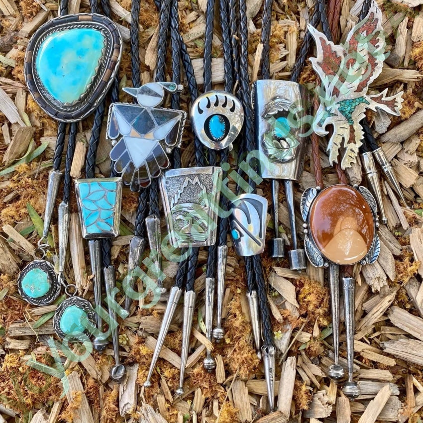 Vintage Sterling Silver Eagle in Flight Bolo TIe with Mosaic Inlay Yourgreatfinds