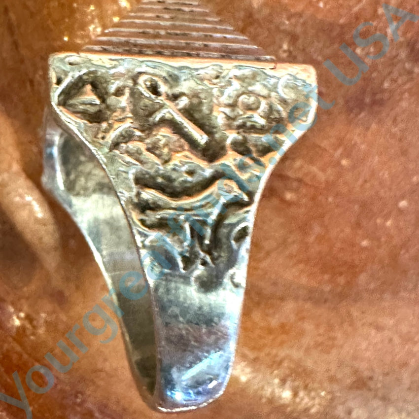 Vintage Sterling Silver Egyptian Pyramid Ring Size 6 3/4