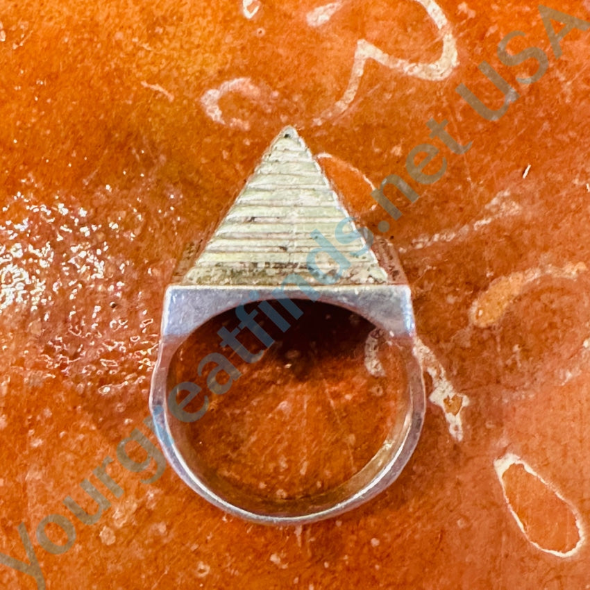 Vintage Sterling Silver Egyptian Pyramid Ring Size 6 3/4