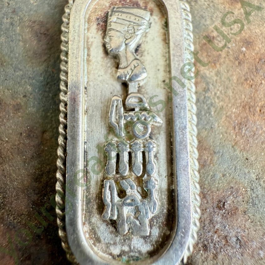 Vintage Sterling Silver Egyptian Revival Cartouche Pendant pendant
