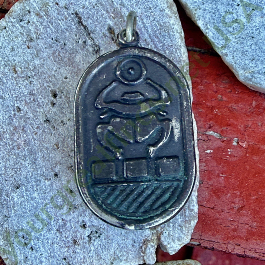 Vintage Sterling Silver Egyptian Revival Scarab Beetle Pendant pendant