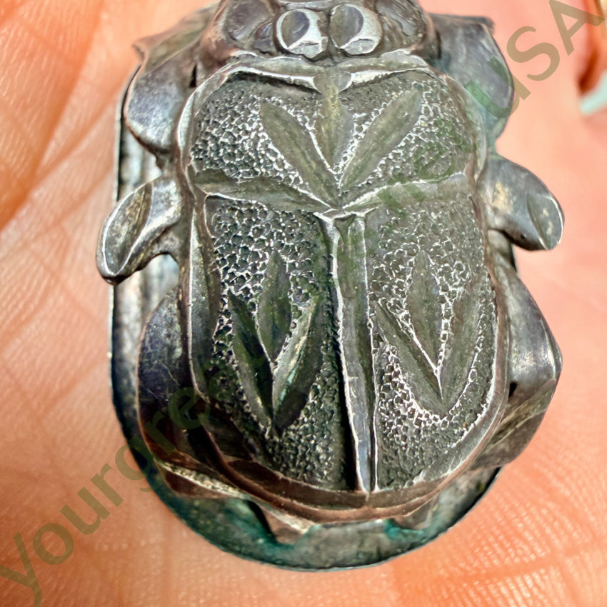 Vintage Sterling Silver Egyptian Revival Scarab Beetle Pendant pendant