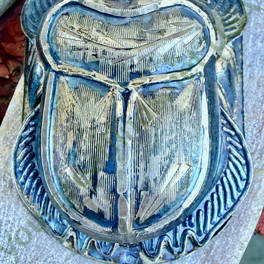 Vintage Sterling Silver Egyptian Revival Scarab Beetle Pendant pendant