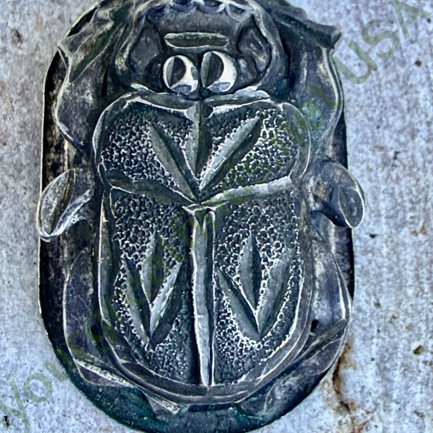 Vintage Sterling Silver Egyptian Revival Scarab Beetle Pendant pendant