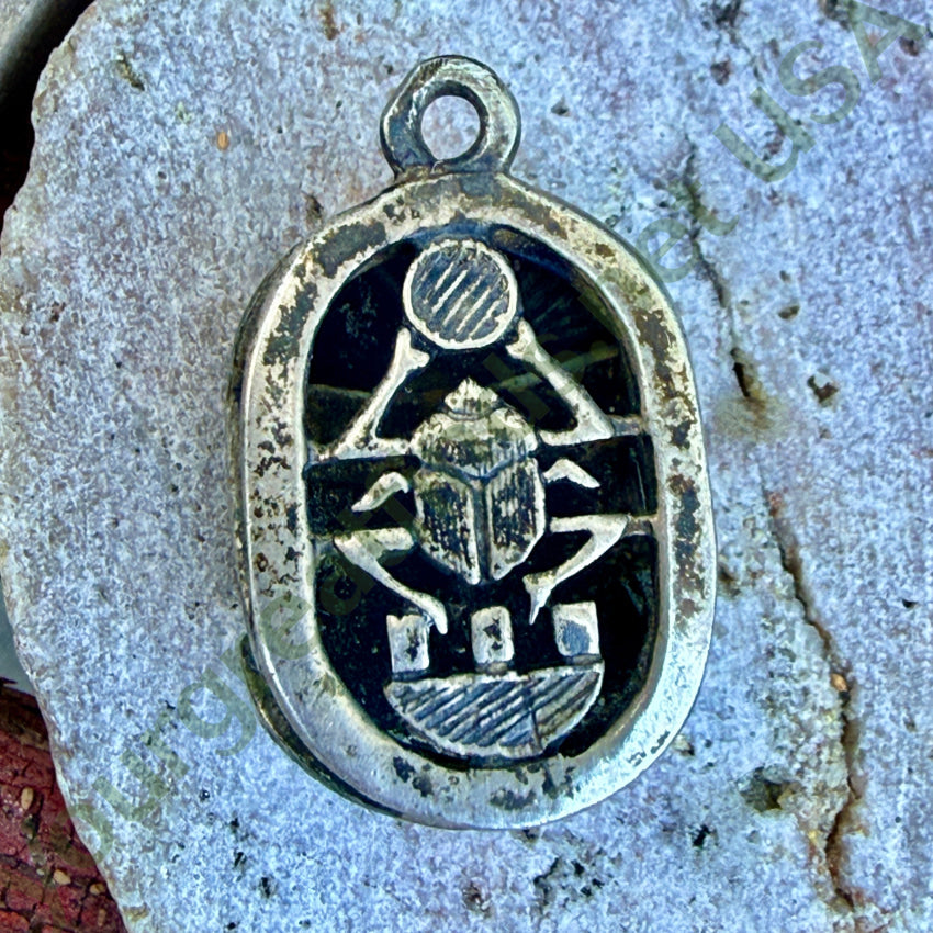 Vintage Sterling Silver Egyptian Revival Scarab Beetle Pendant pendant