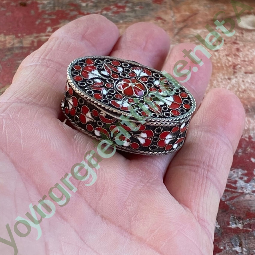 Vintage Sterling Silver Enamel Pill Box Yourgreatfinds