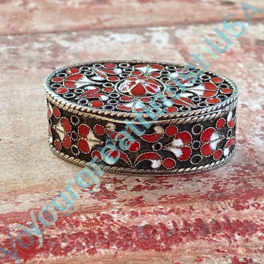 Vintage Sterling Silver Enamel Pill Box Yourgreatfinds