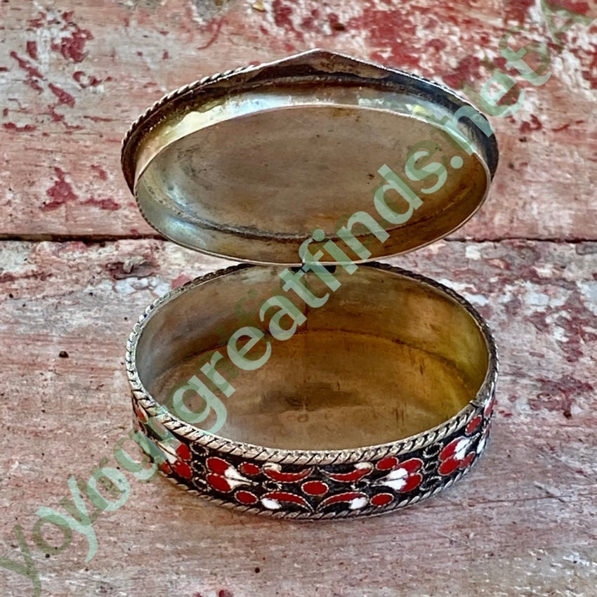 Vintage Sterling Silver Enamel Pill Box Yourgreatfinds