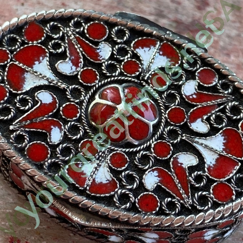 Vintage Sterling Silver Enamel Pill Box Yourgreatfinds