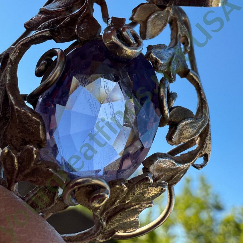 Vintage Sterling Silver Faceted 11 Carat Amethyst Pendant pendant