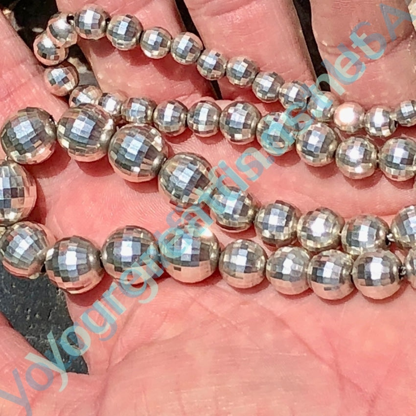 Vintage Sterling Bead Necklace Silver Pearls - Yourgreatfinds