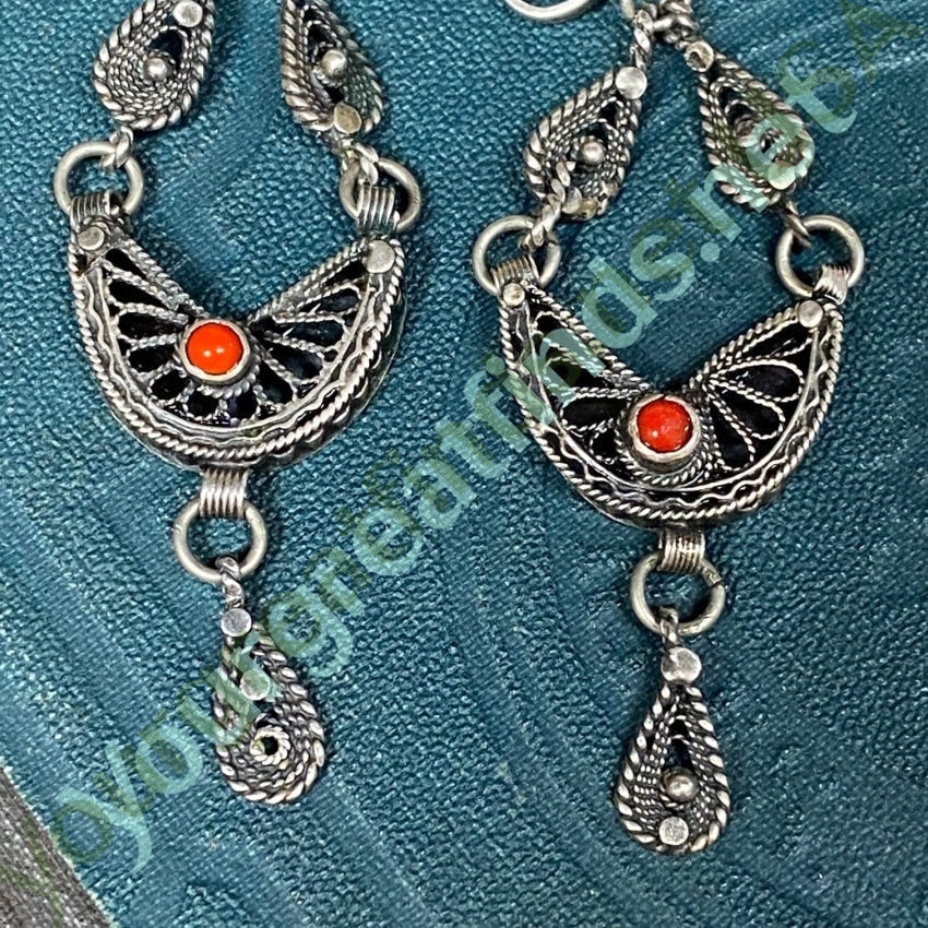 Vintage Sterling Silver Filigree Boho Earrings Yourgreatfinds