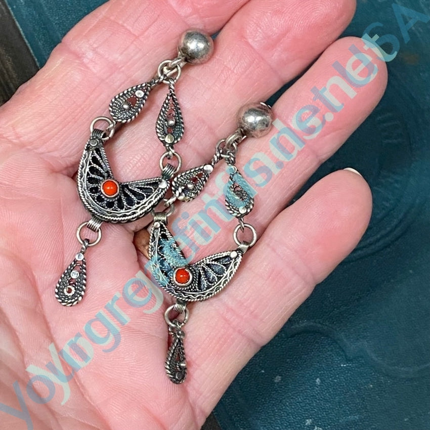 Vintage Sterling Silver Filigree Boho Earrings Yourgreatfinds