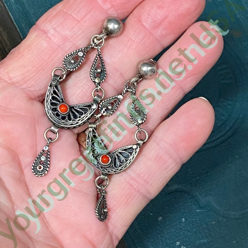 Vintage Sterling Silver Filigree Boho Earrings Yourgreatfinds