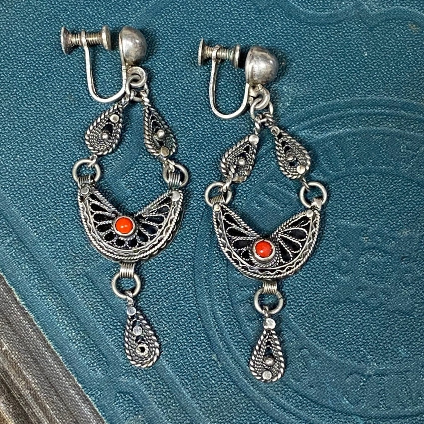 Vintage Sterling Silver Filigree Boho Earrings Yourgreatfinds