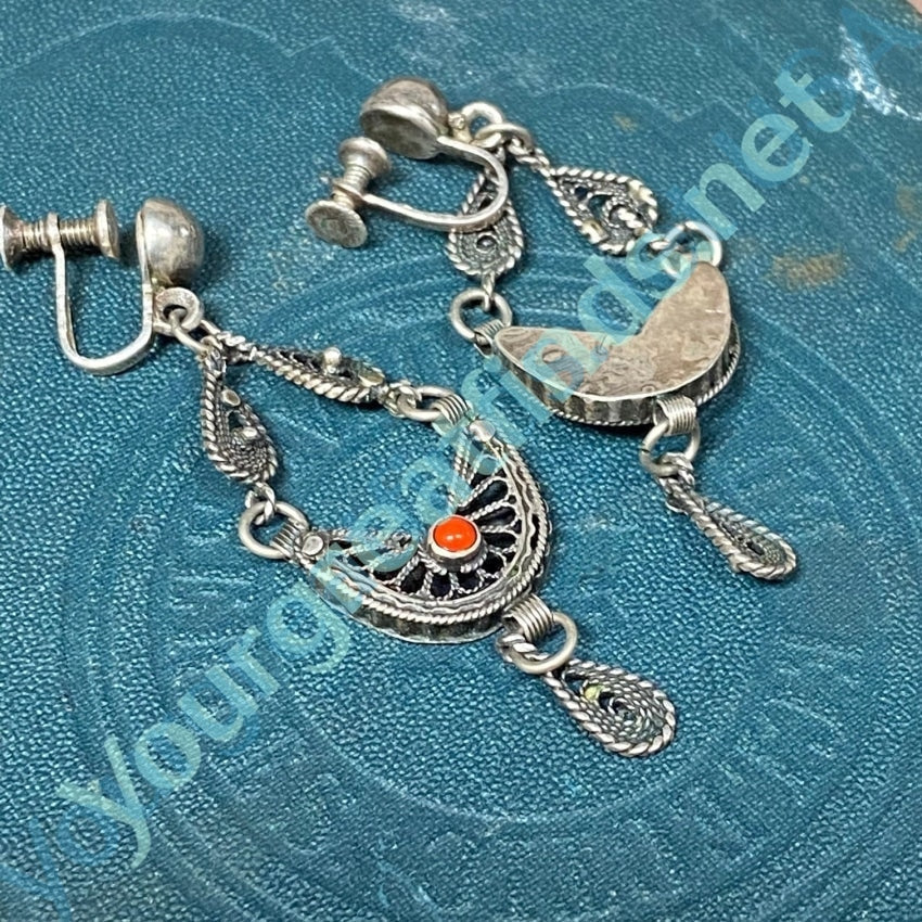 Vintage Sterling Silver Filigree Boho Earrings Yourgreatfinds