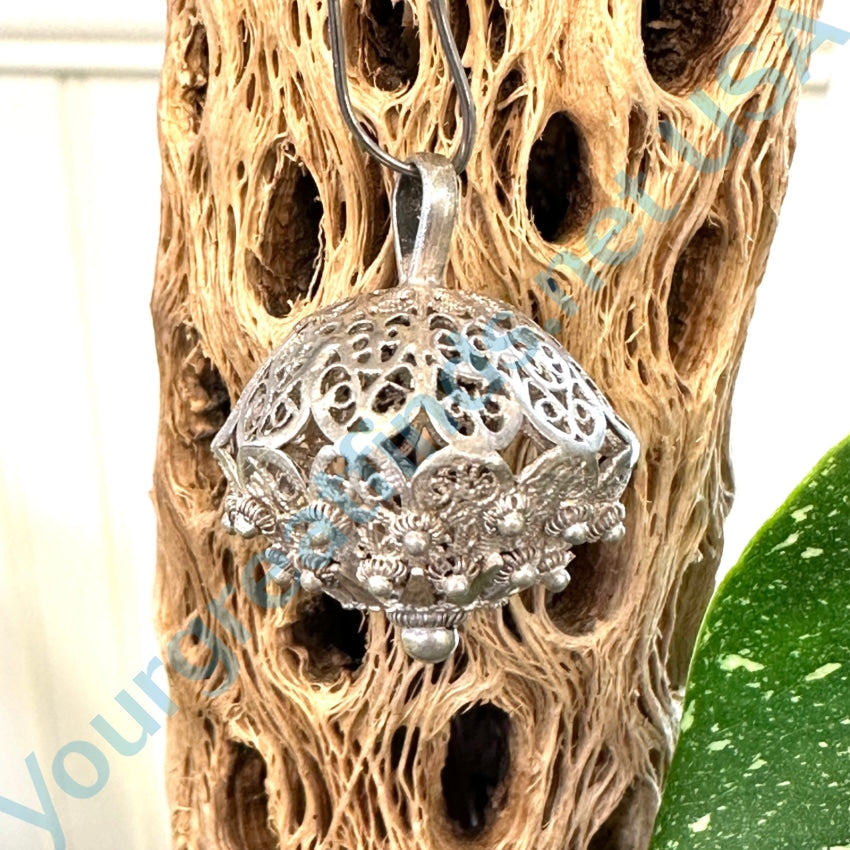 Vintage Sterling Silver Filigree Cannetille Dome Pendant