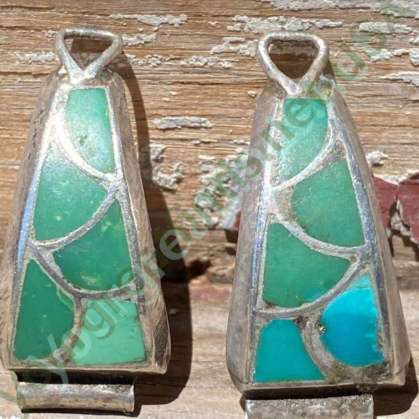 Vintage Sterling Silver Fish Scale Design Turquoise Watch Band Plates Yourgreatfinds