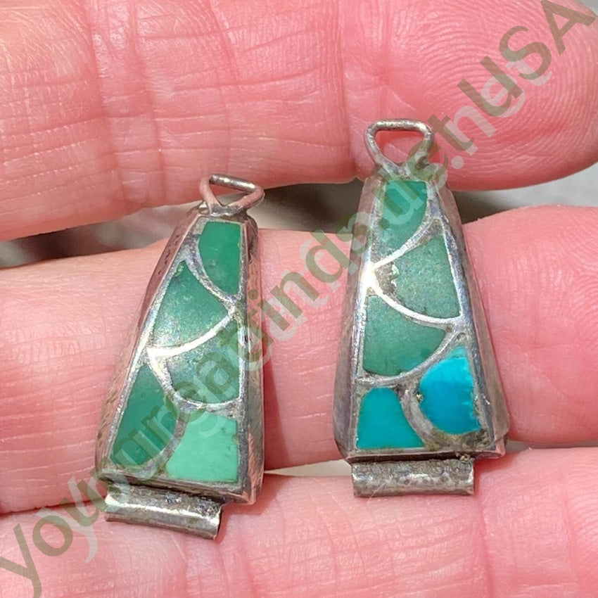 Vintage Sterling Silver Fish Scale Design Turquoise Watch Band Plates Yourgreatfinds