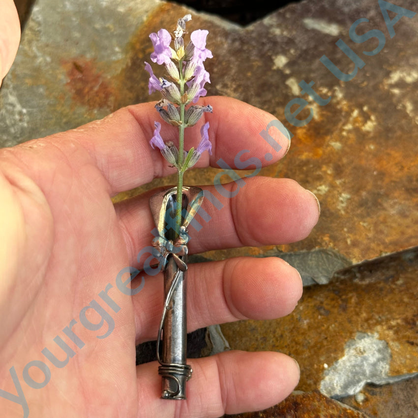 Vintage Sterling Silver Flower Vase Pin Brooch