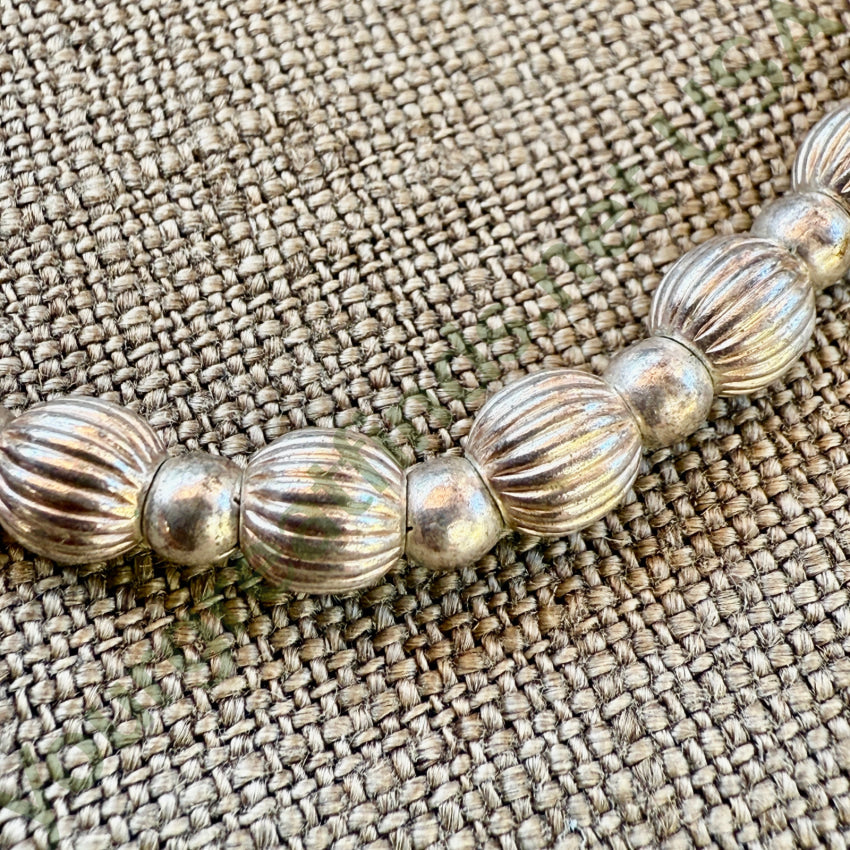 Vintage Sterling Silver Fluted Round Bead Bracelet bracelet