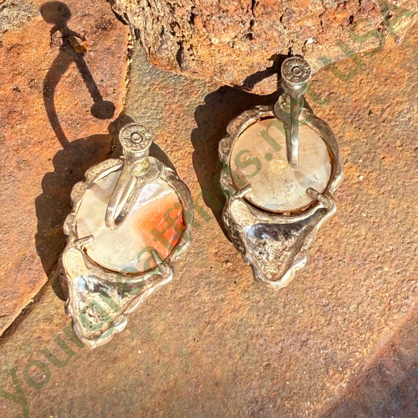 Vintage Sterling Silver Goddess Abalone In Her Hair Earrings Earrings