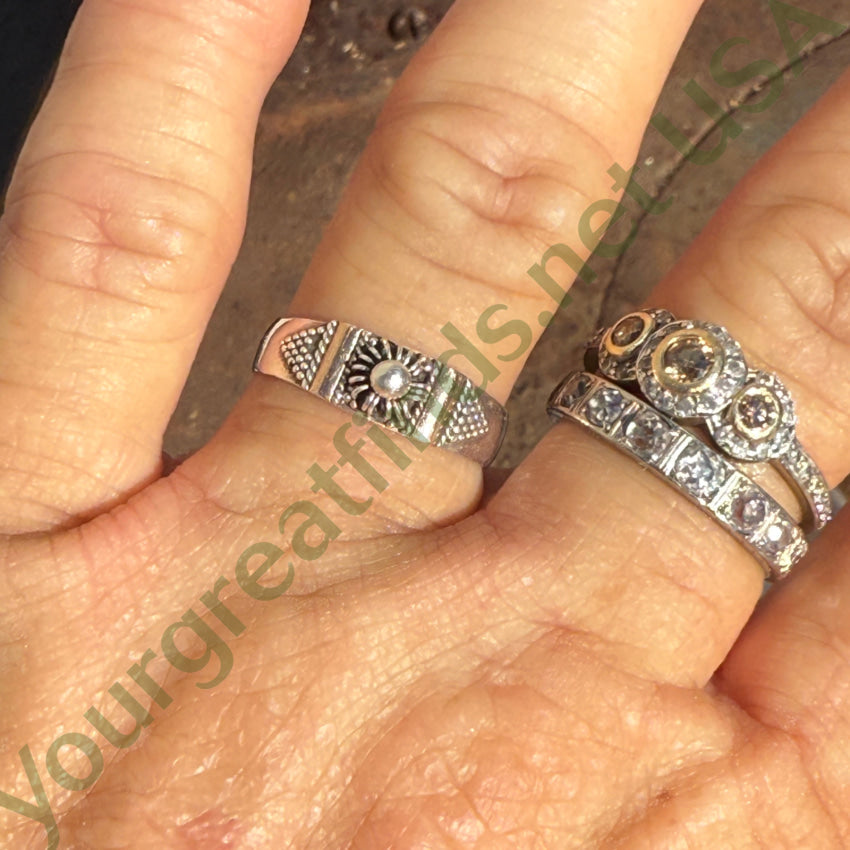 Vintage Sterling Silver & Gold Cannetille Band Ring Size 7.75 ring