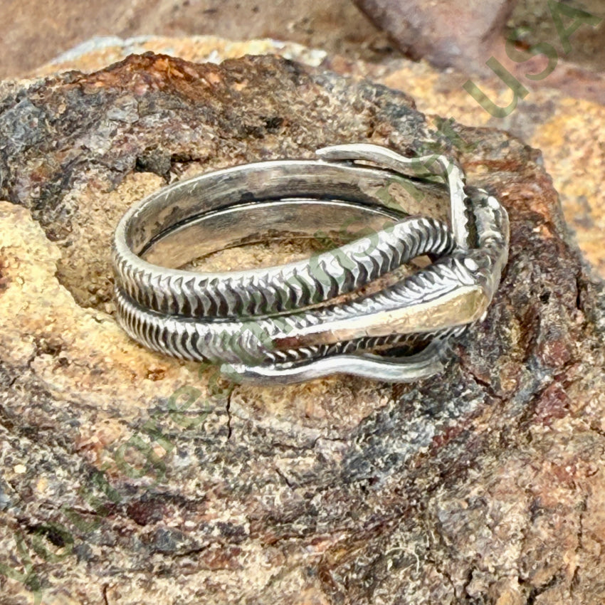Vintage Sterling Silver & Gold Double Serpent Snake Ring Size 8.5 ring