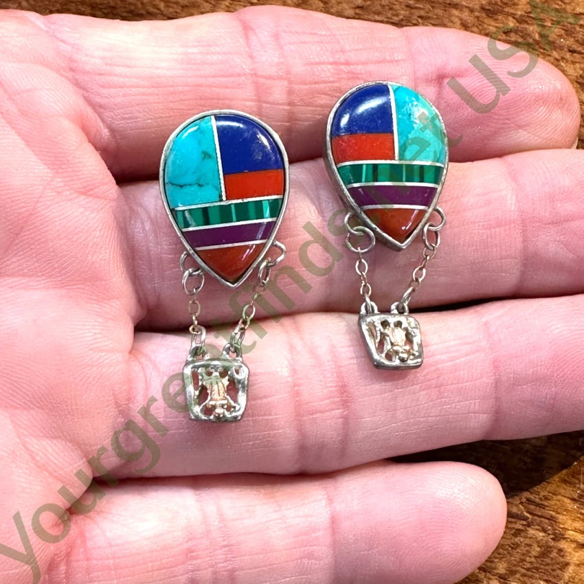 Vintage Sterling Silver & Gold Hot Air Balloon Pierced Post Earrings Earrings