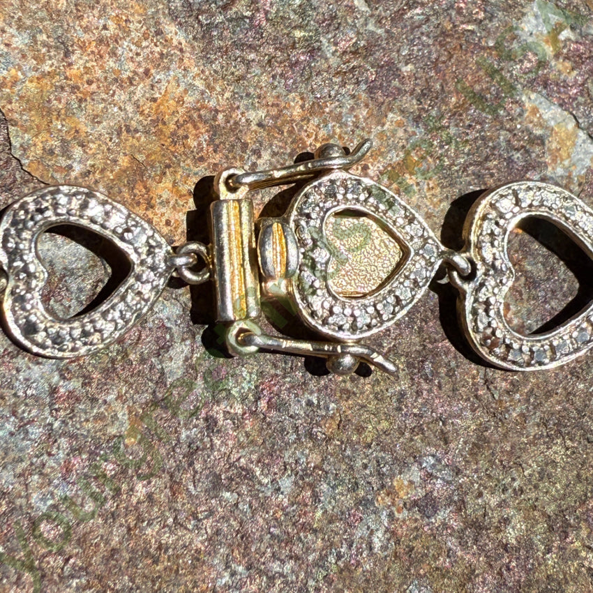 Vintage Sterling Silver & Gold Plate Heart Bracelet bracelet