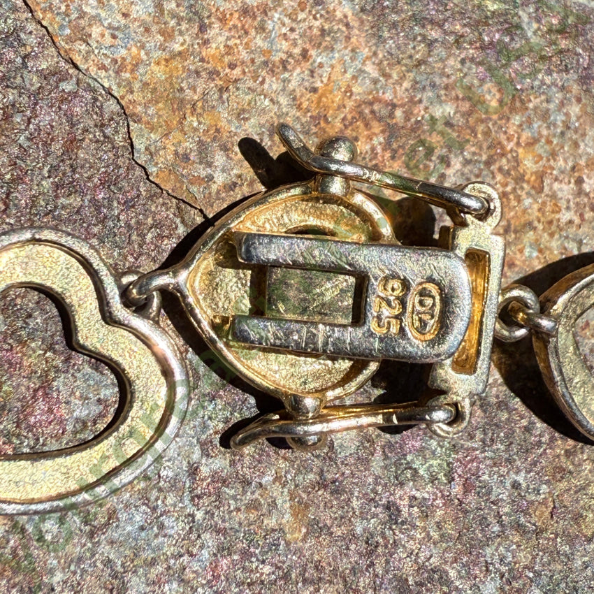 Vintage Sterling Silver & Gold Plate Heart Bracelet bracelet