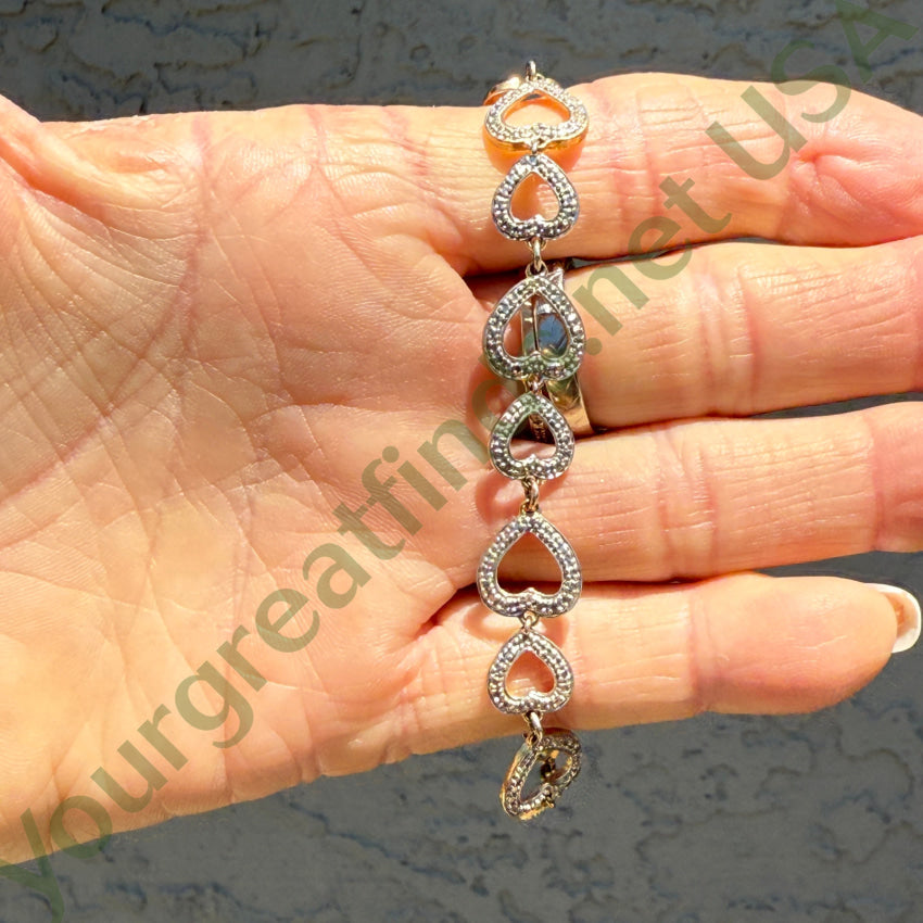 Vintage Sterling Silver & Gold Plate Heart Bracelet bracelet