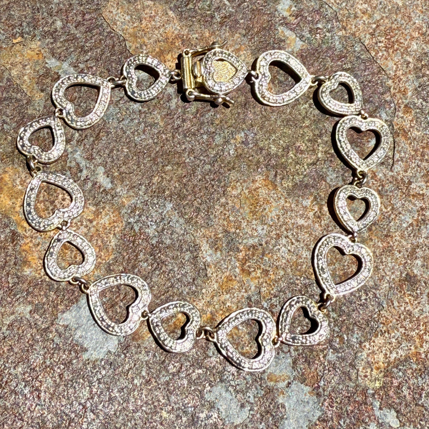 Vintage Sterling Silver & Gold Plate Heart Bracelet bracelet