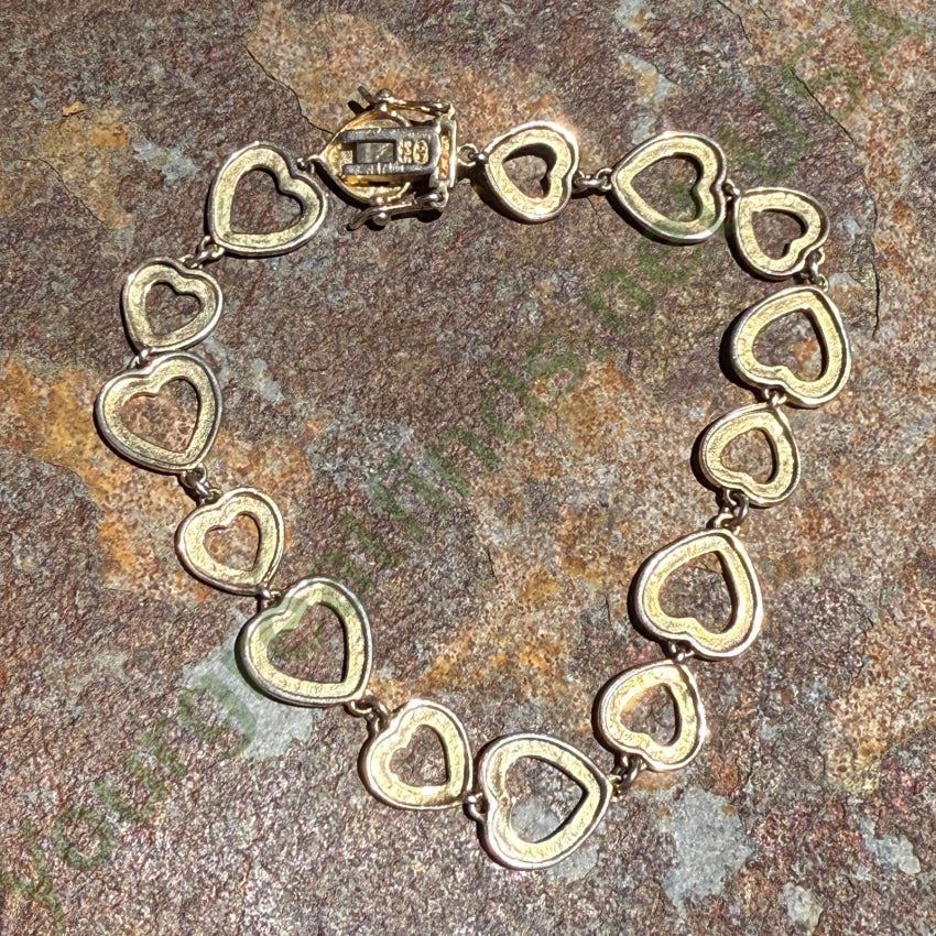Vintage Sterling Silver & Gold Plate Heart Bracelet bracelet